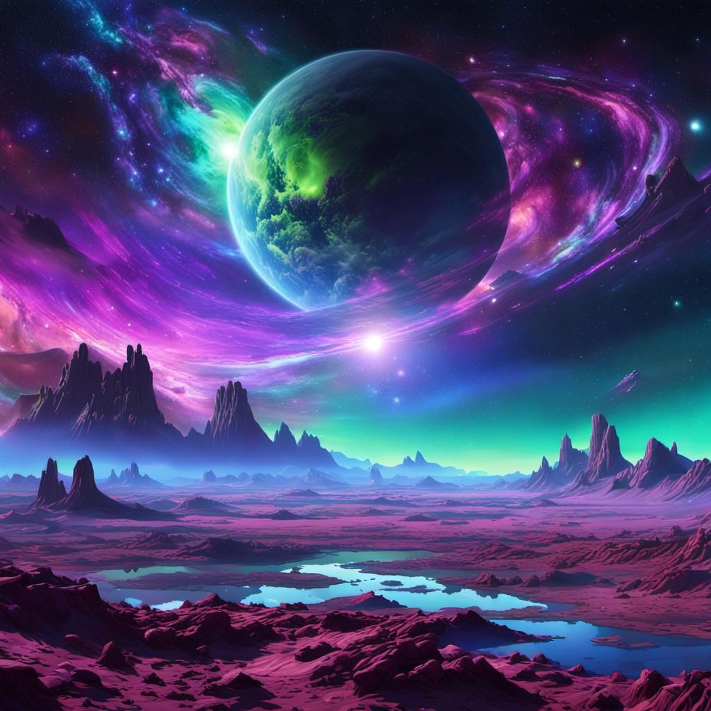 Vibrant Nebula in Science Fiction Star System