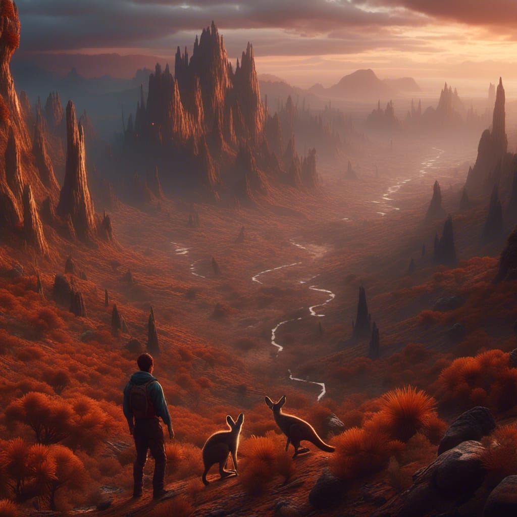 Australian Desert Canyon at Sunset