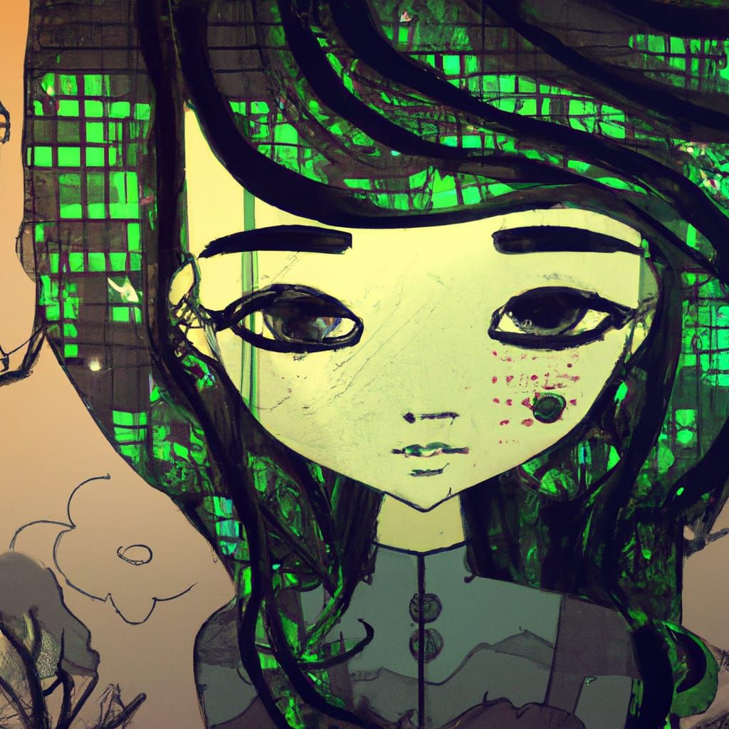 Cyberpunk Cityscape Portrait in Vibrant Tones