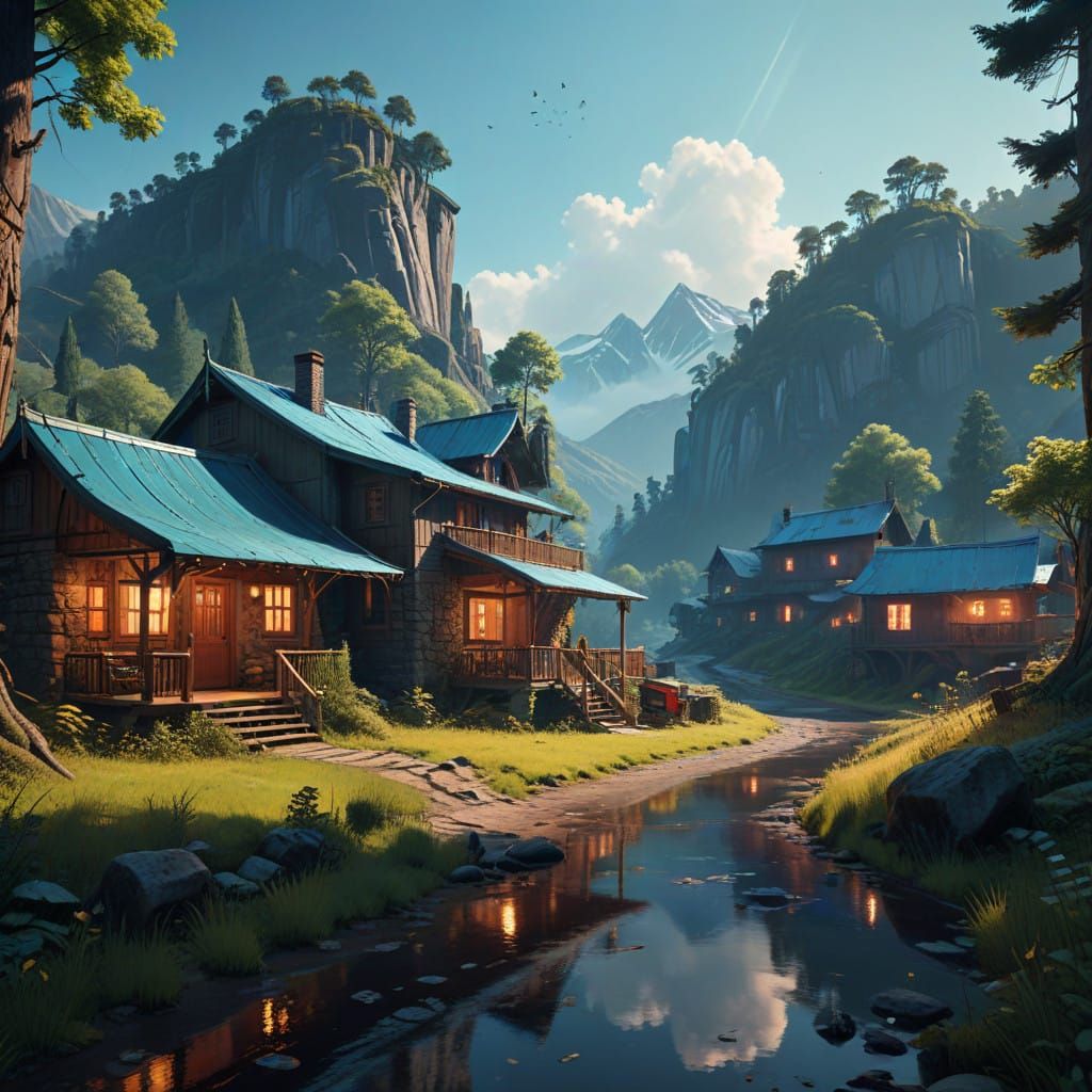 Elegant Valley Village in Art Deco Style