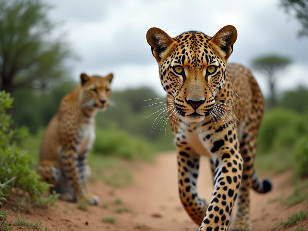 Close-Up Leopard Portrait with Intense Yellow Eyes on Safari