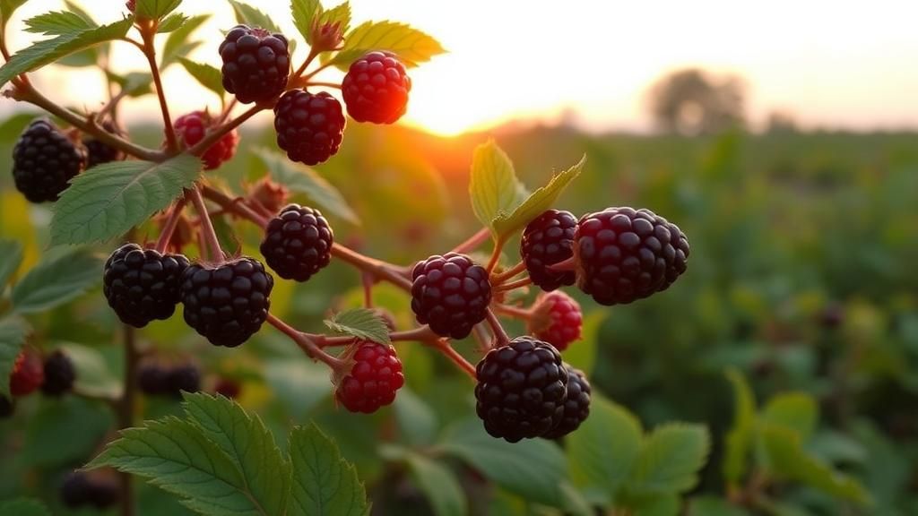 Blackberries Gleaming at Sunrise