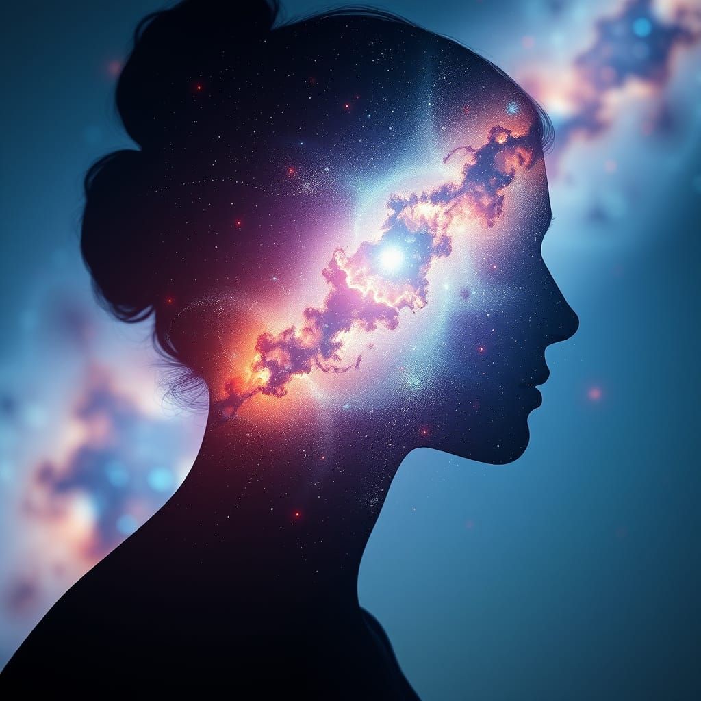 Surreal Galaxy Portrait Silhouette in Cinematic Style