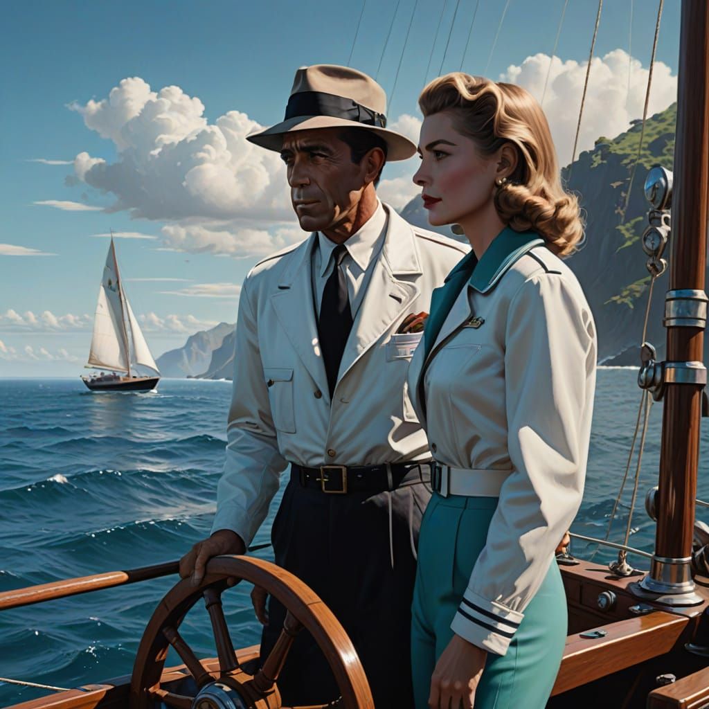 Classic Film Noir Sailboat Scene