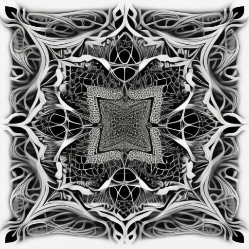 Abstract Vector Fractal with Zentangle Elements