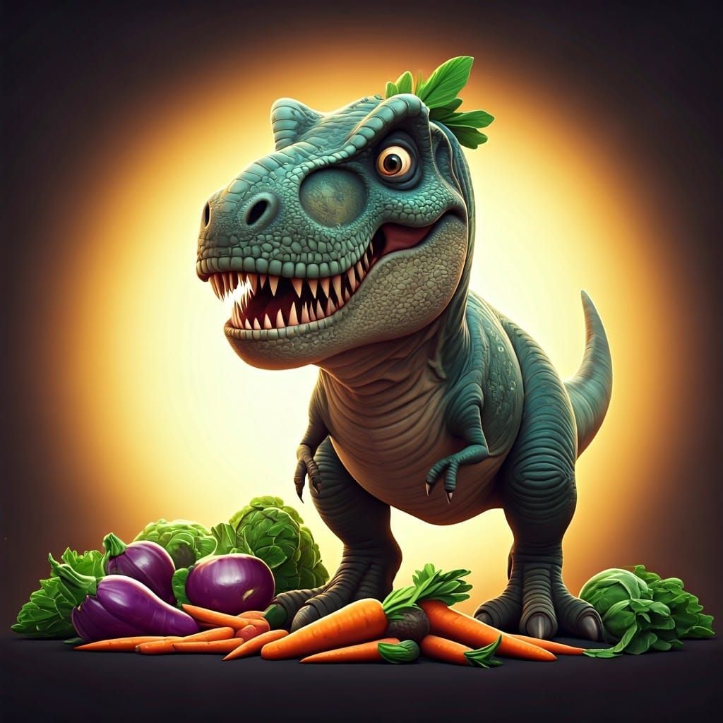 Dinosaur Delight: T Rex in a Vibrant, 3D Digital Landscape