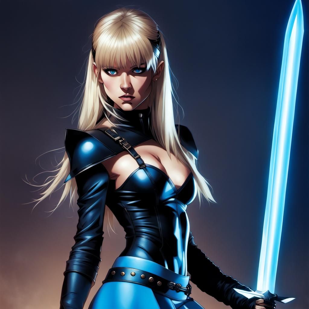 Magik from X-Men with Glowing Blue Sword