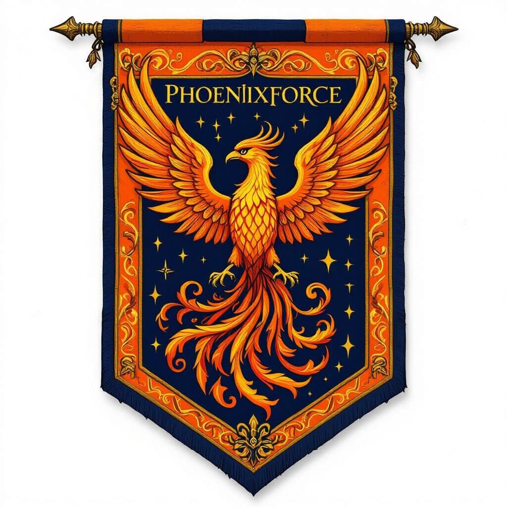 Majestic Phoenix School Banner in Hogwarts Style