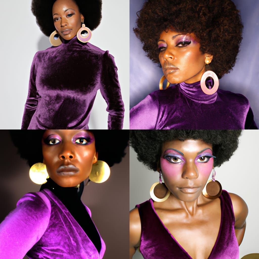 Black Woman in Mauve Velvet Disco Outfit