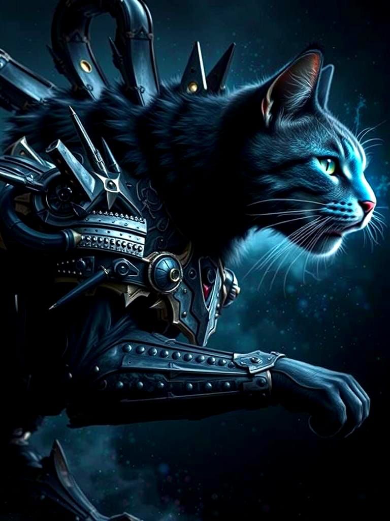 Nebula Battle Cat with Intricate Armor