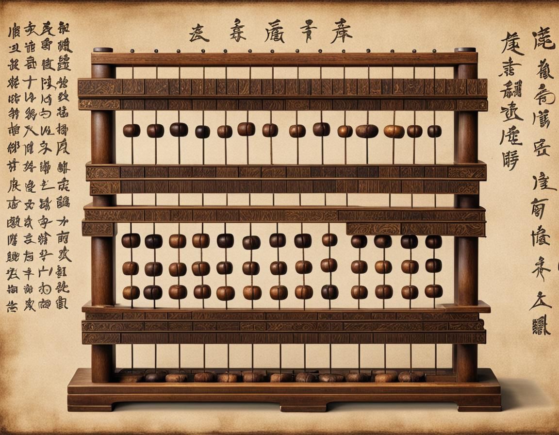 Antique Chinese Abacus Codex Diagram
