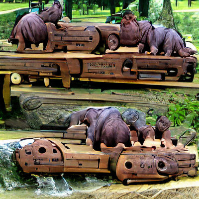 Hippopotamus on a Log Train Adventure