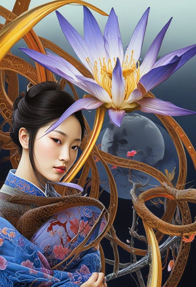 Majestic Snake Enshrouded in Asian Whimsy