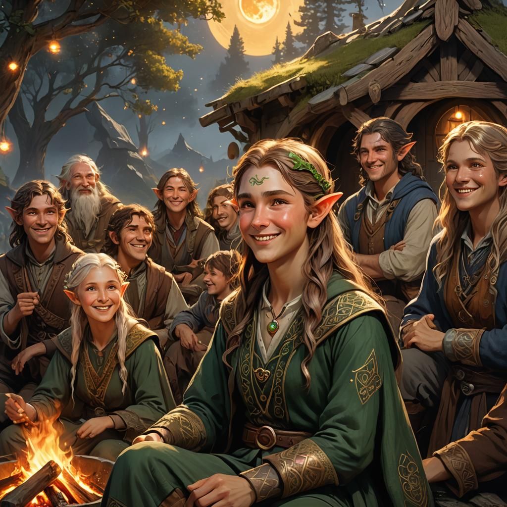 Enchanting Elf and Hobbit Family Portrait
