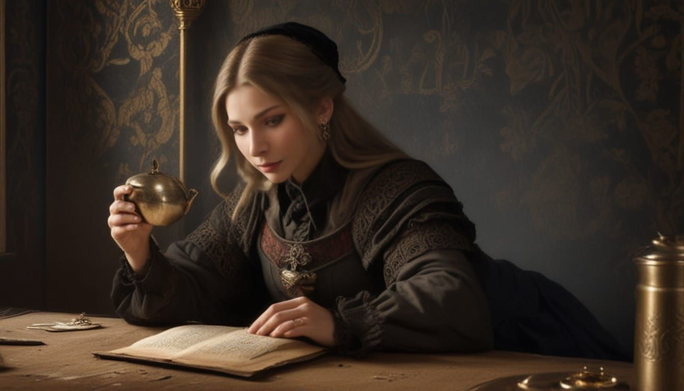 Medieval Scribe Barbra Streisand in Photorealistic Detail
