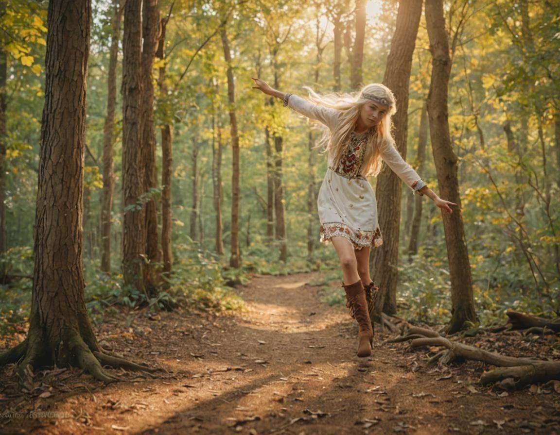 Native Girl in Woods: Hyperdetailed Portrait