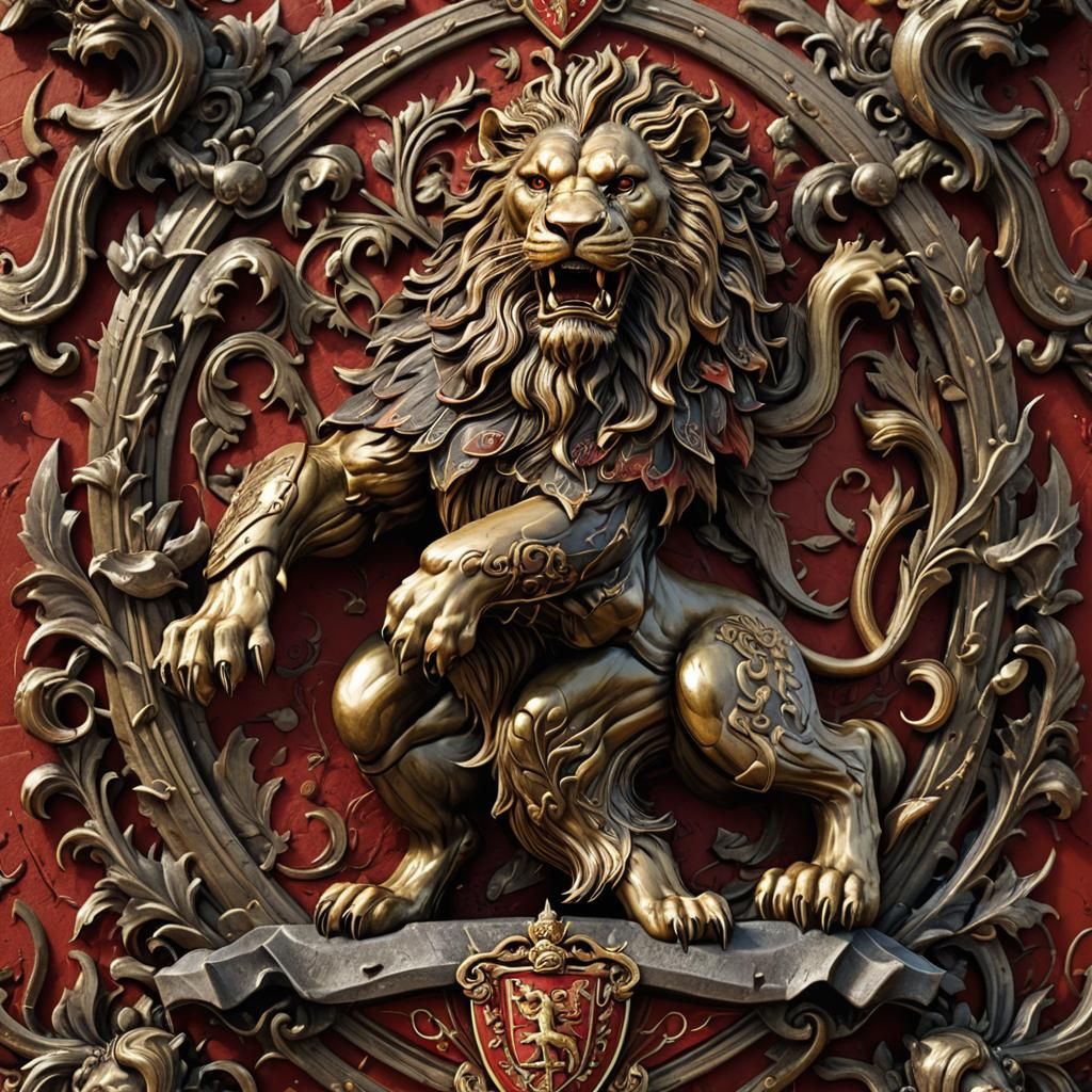 Lannister Lion Heraldic Banner in Detailed Matte Style