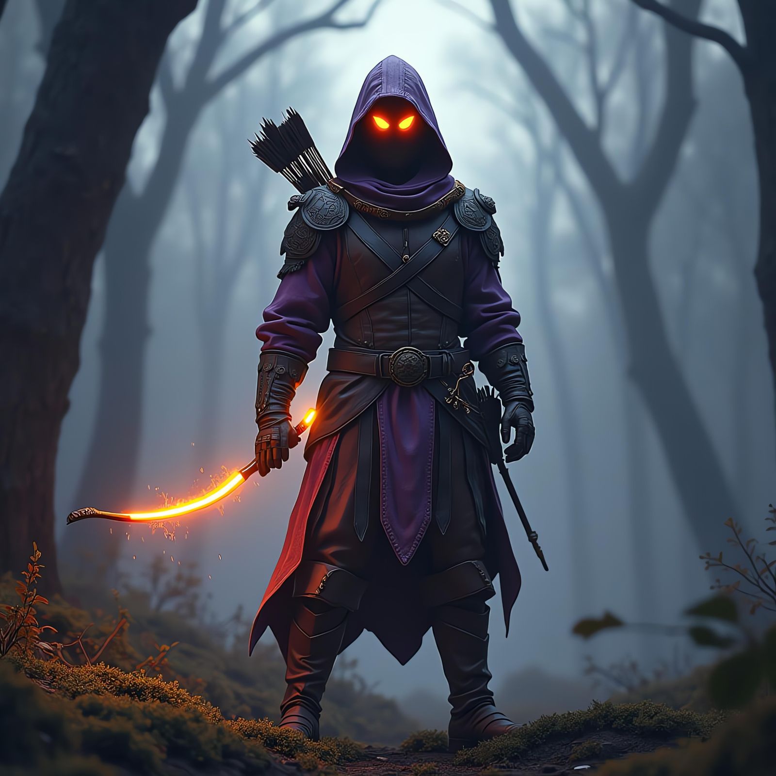 Robin Hood with Glowing Bow: Dark Fantasy Art