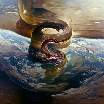 Epic World Serpent Oil Painting