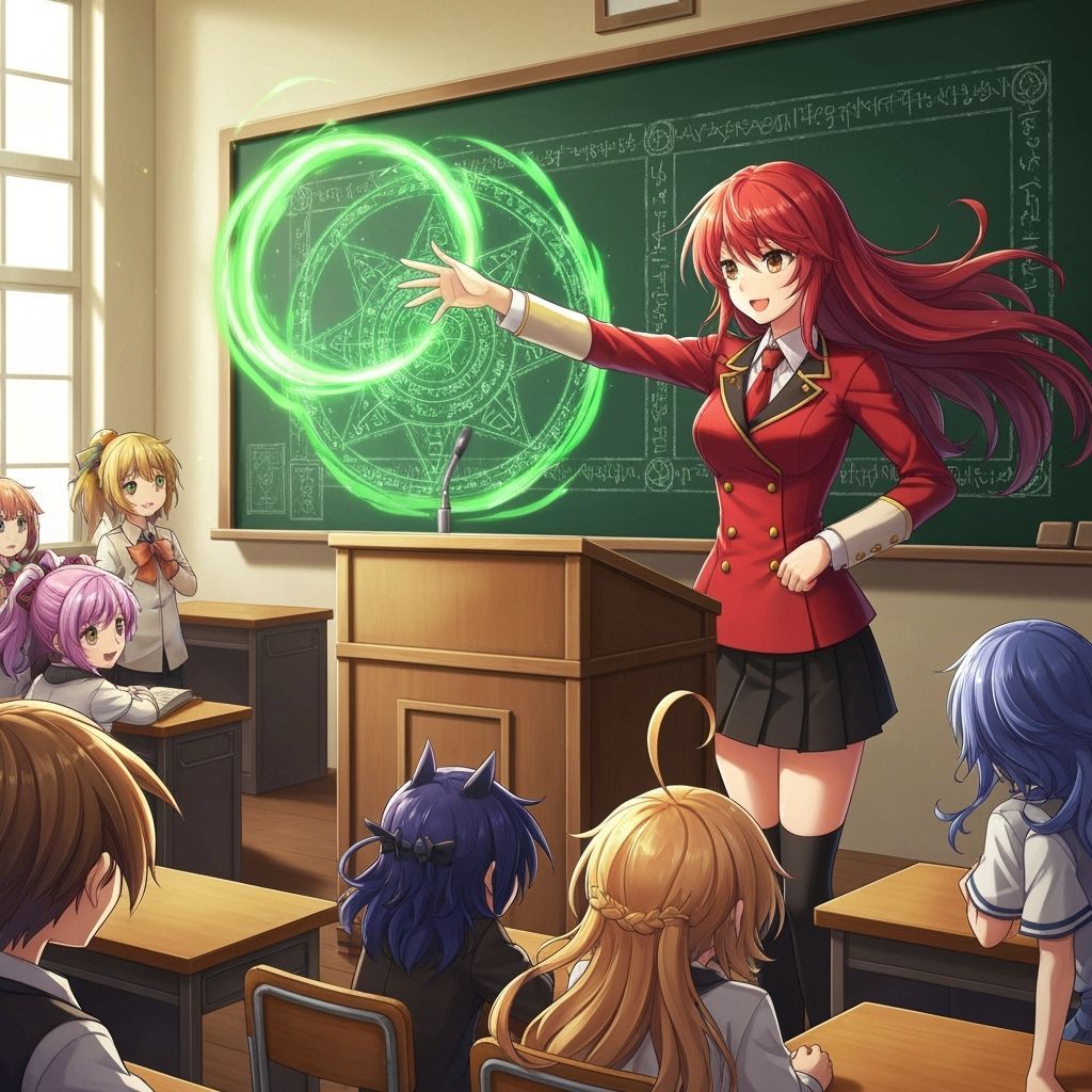 Fantasy Anime Teacher Giving Magical Lecture