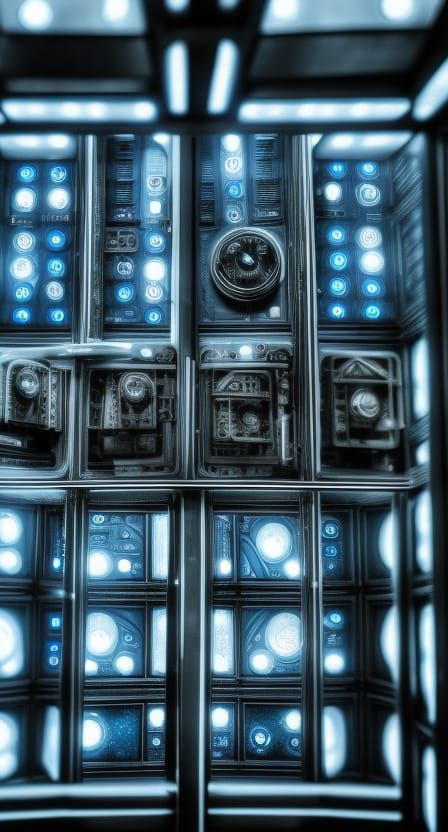 Futuristic TARDIS Control Panel: Hyperdetailed Interior