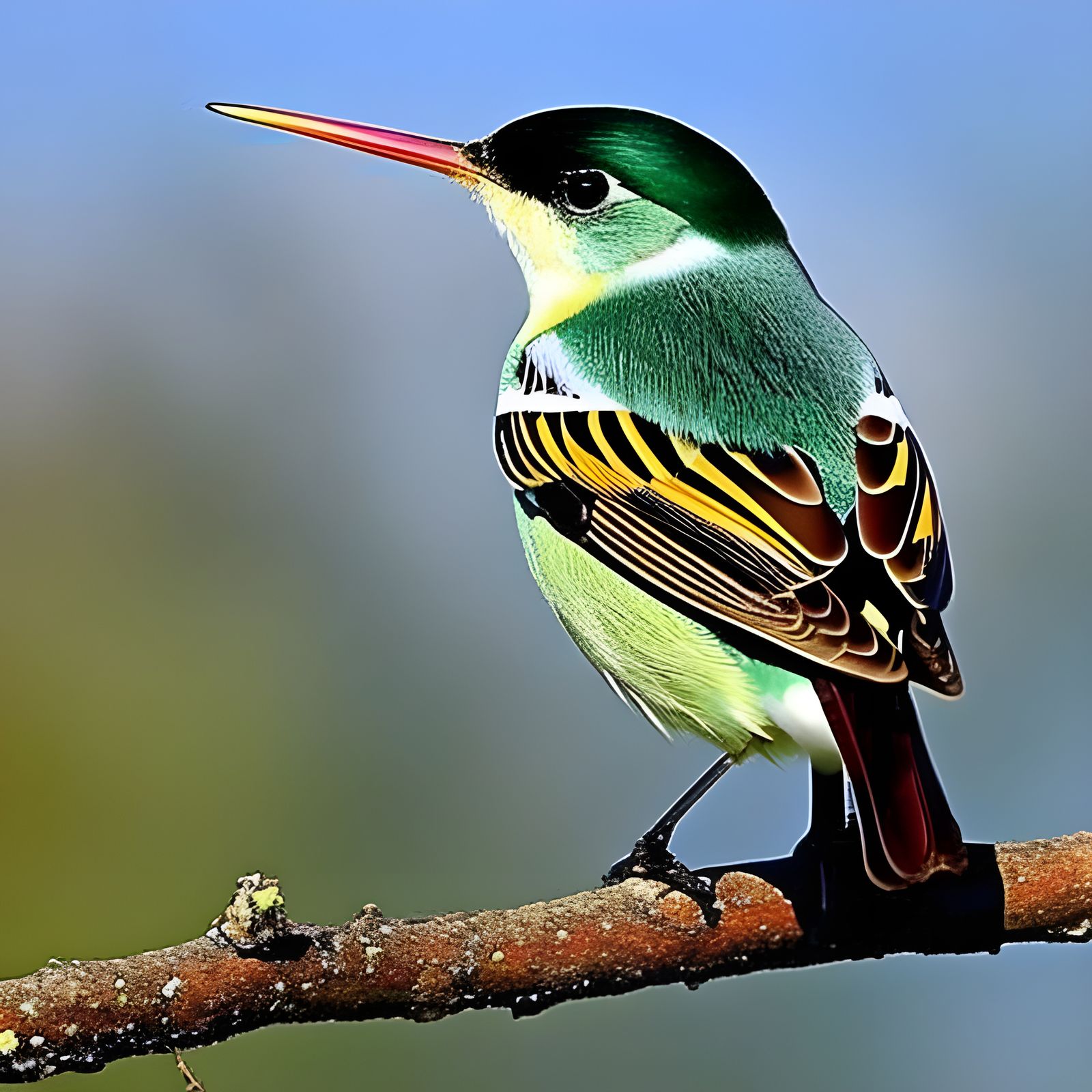 Detailed Bird Sketch in Pastel Style