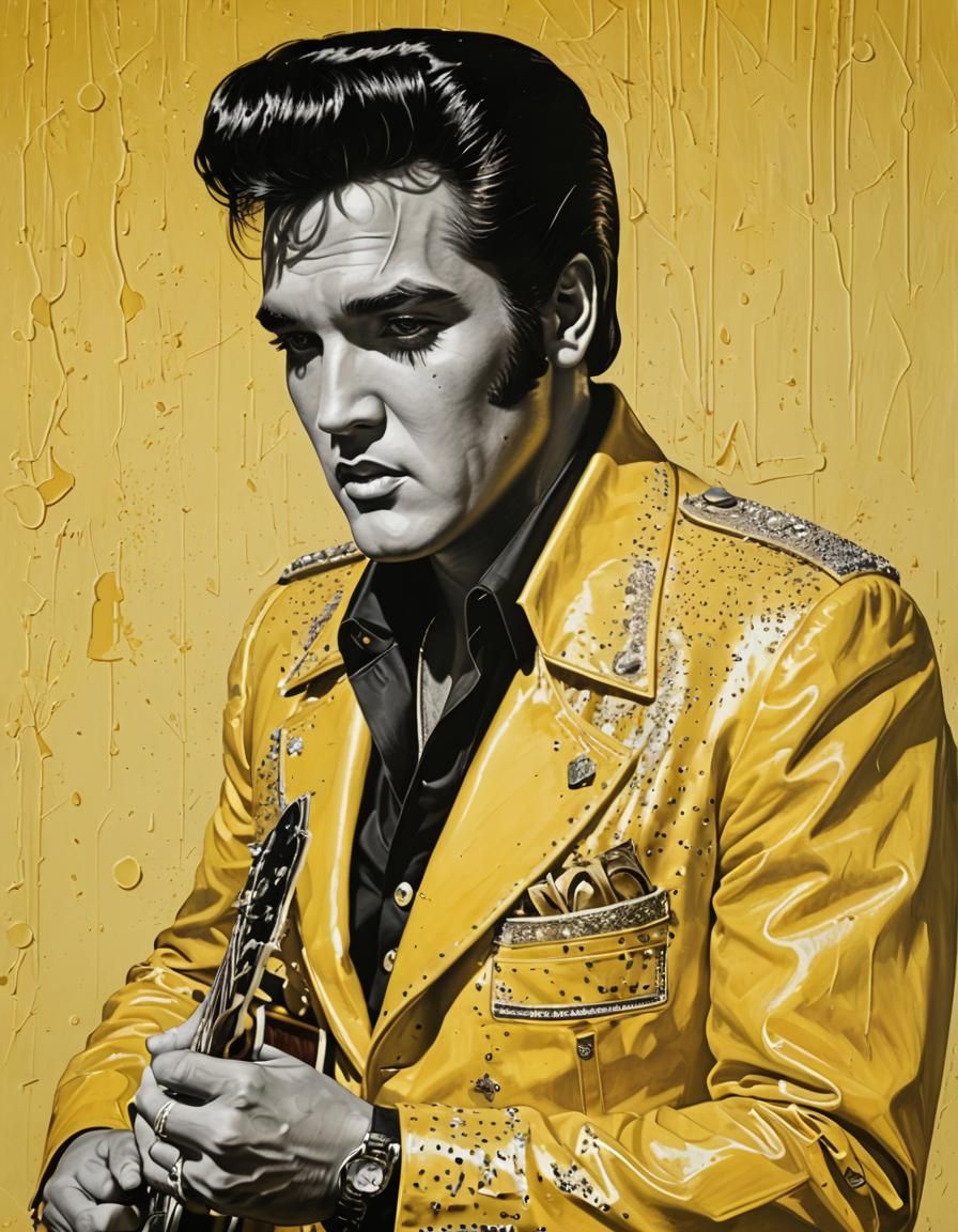 Elvis Presley in Monochromatic Yellow Portrait