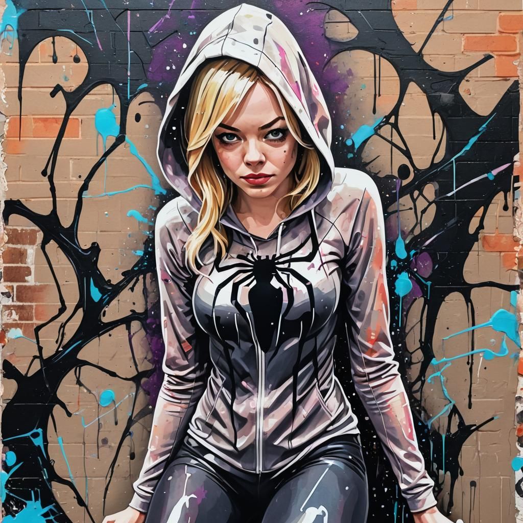Ghost Spider: Emma Stone in Graffiti Art Style
