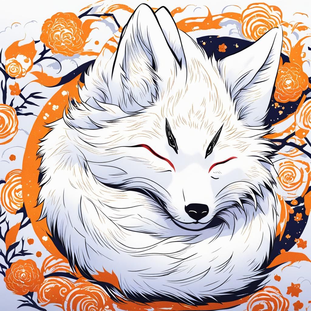 Sleepy Kitsune Fox Spirit