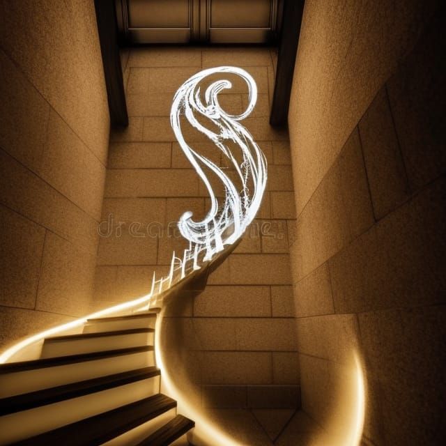 Engraved Stairs Candle in Dark Fantasy Style