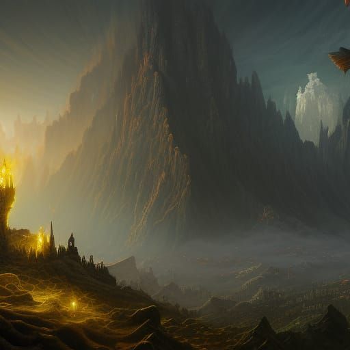 Fantastical Cross in Detailed Matte Painting Style