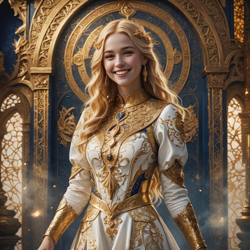Golden Haired Woman in Fantasy Realism Style
