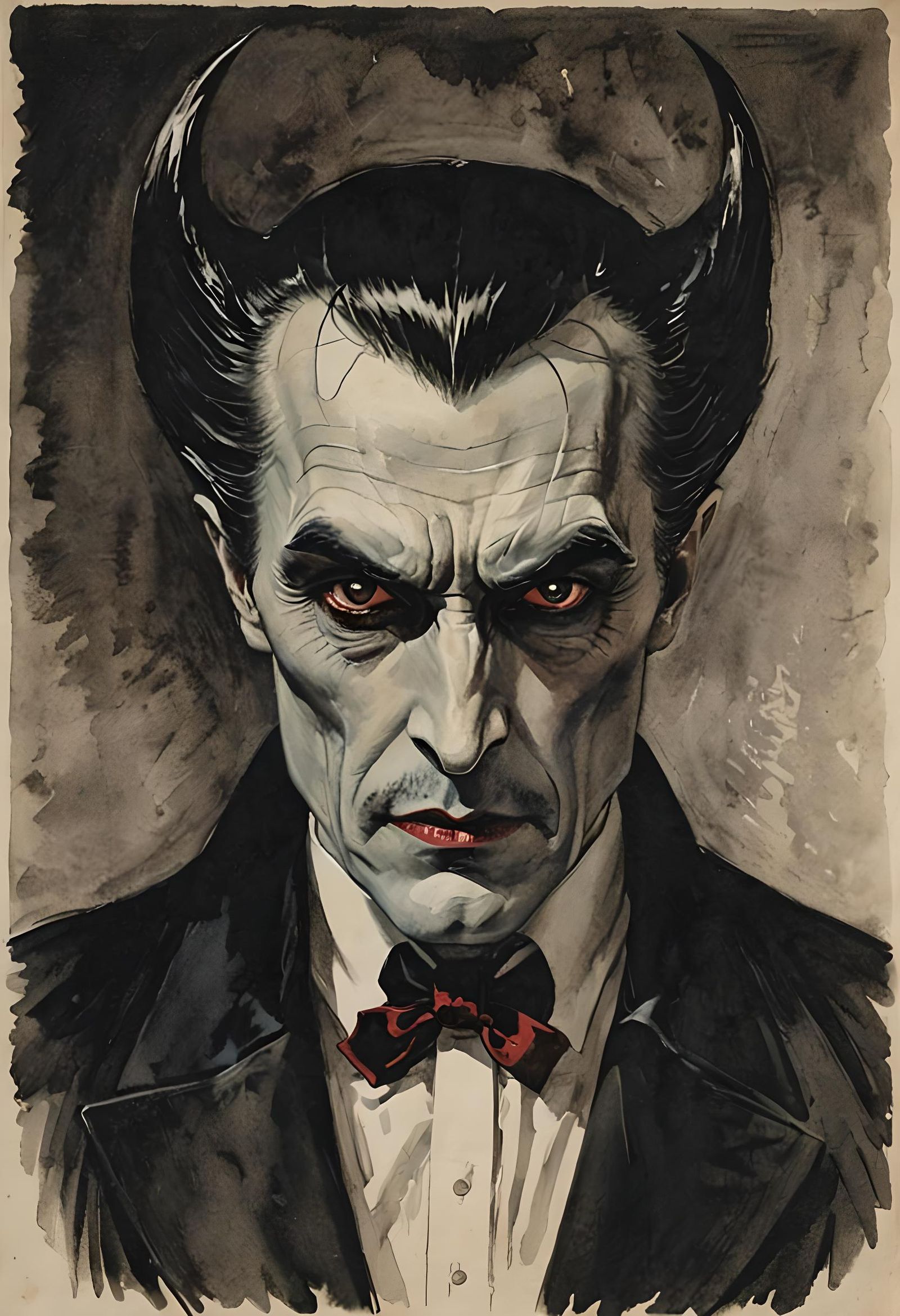Dracula Stares Intensely: Vintage Portrait