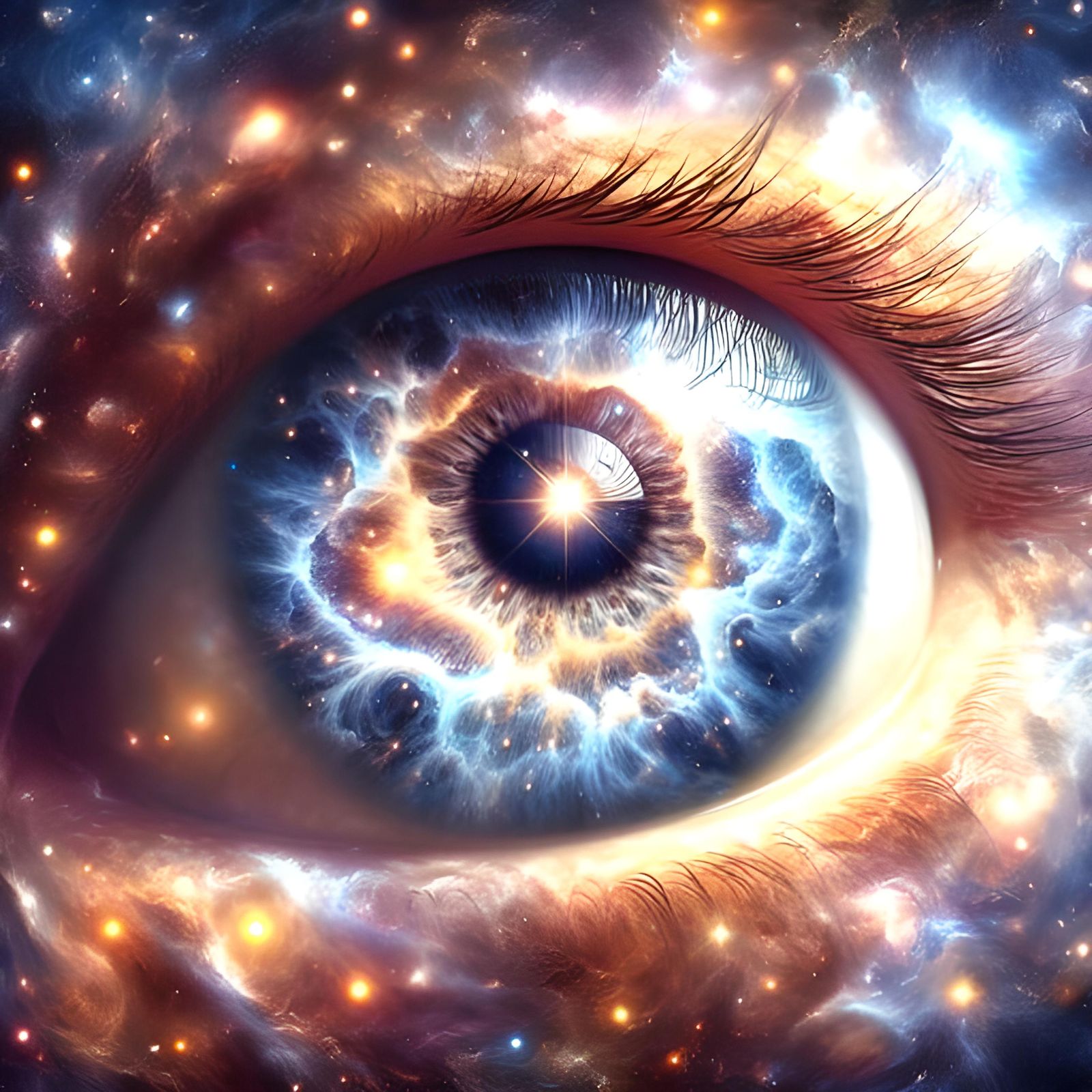 Celestial Cosmic Being's Eye Reflecting Galaxy