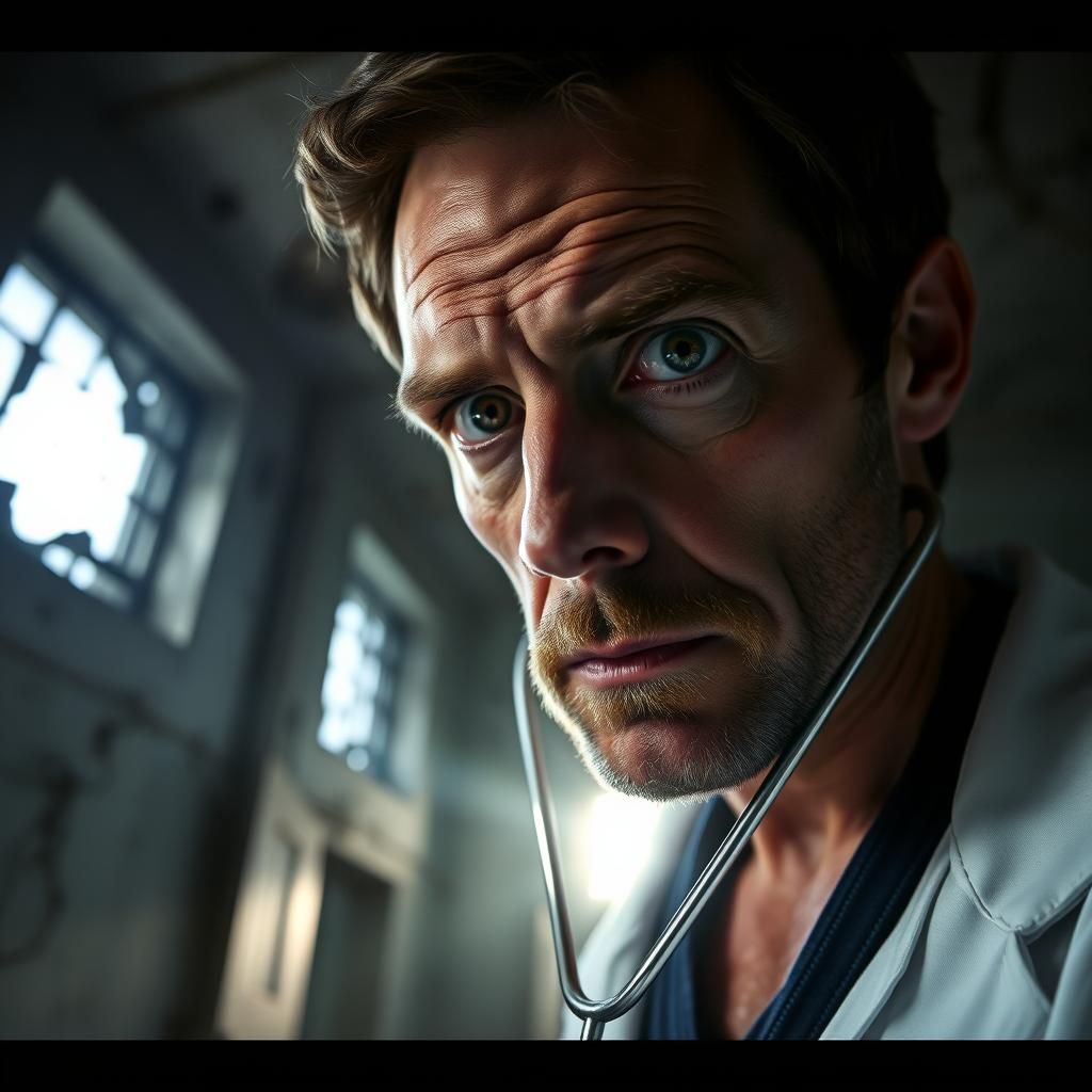 Haunted Doctor Portrait in Gothic Expressionism Style