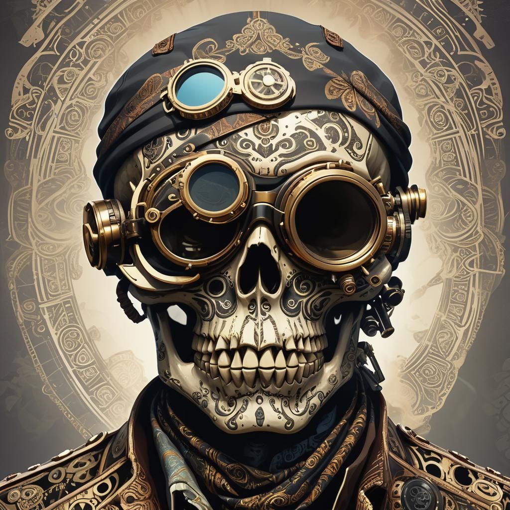 Steampunk Skull with Goggles Concept Art