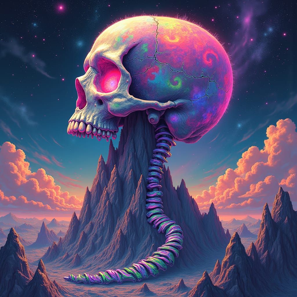 Psychedelic Skull Mountain: A Cosmic Masterpiece