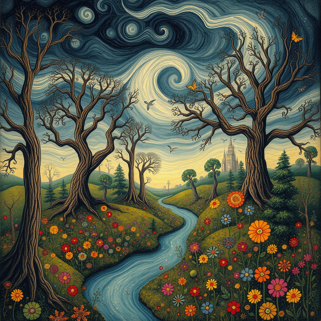 Enchanting Realm Inspired by Naive Art