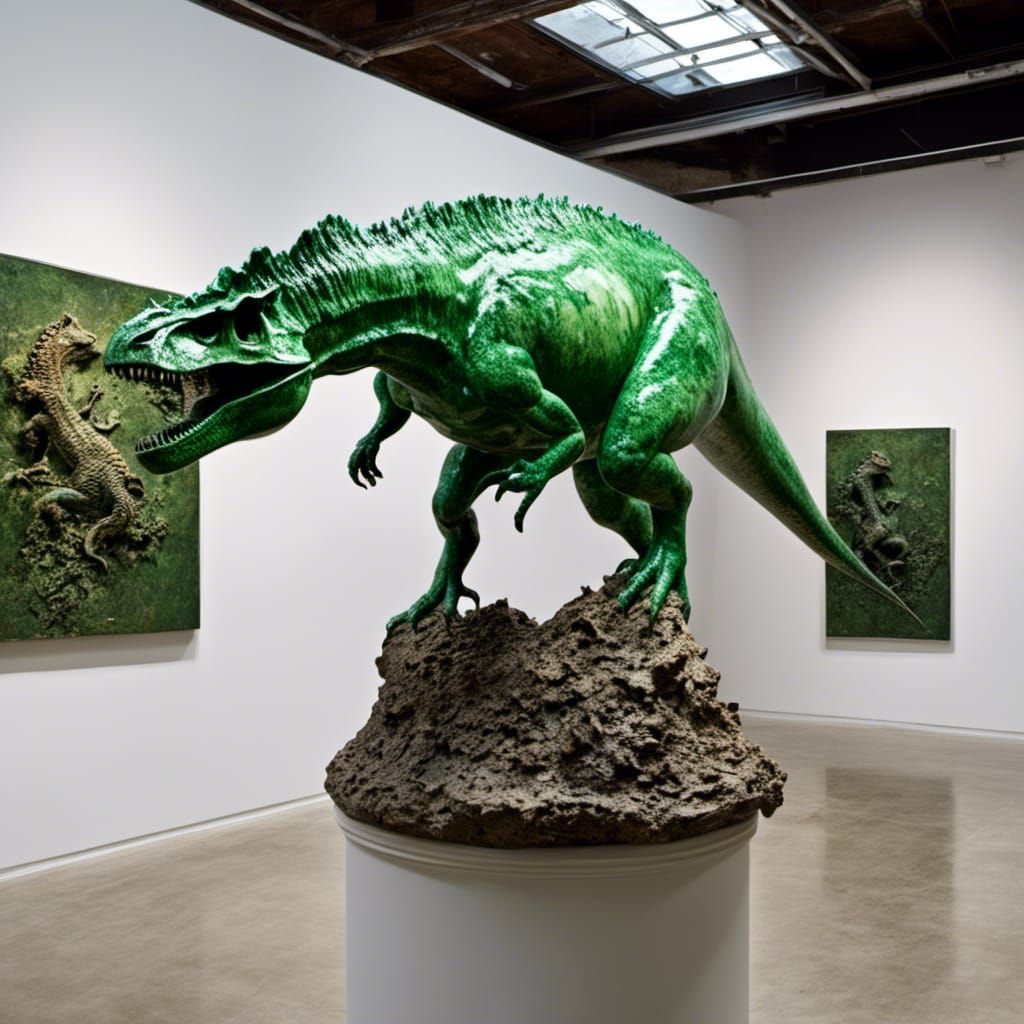 Porcelain Dinosaur Sculpture in Grunge Art Style
