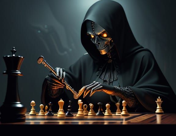 Victorian Woman Plays Chess with the Grim Reaper in a Fiery ...