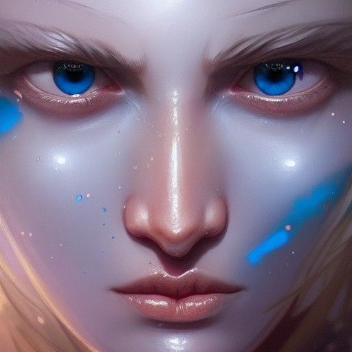 Hyperdetailed Blue Eye Portrait in Art Nouveau Style