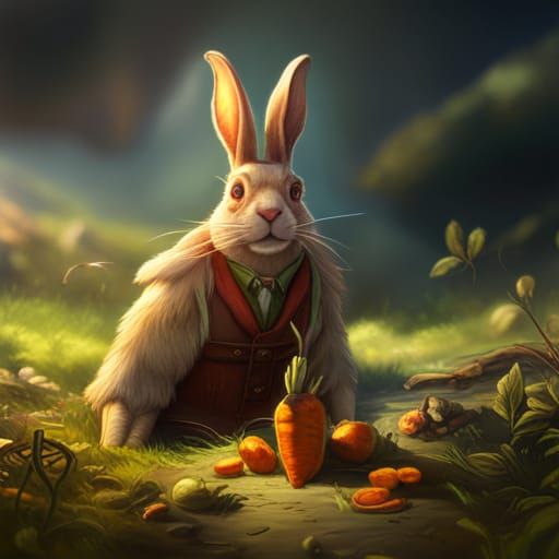 Radiant Bunny Enjoys Carrot: Fantasy Concept Art