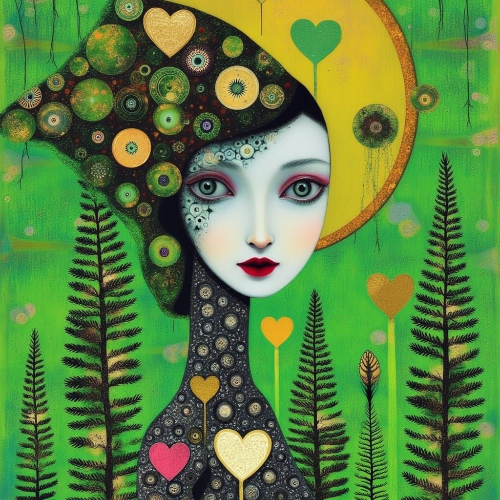 Ethereal Woodland Sprite With Gold Foil Accents