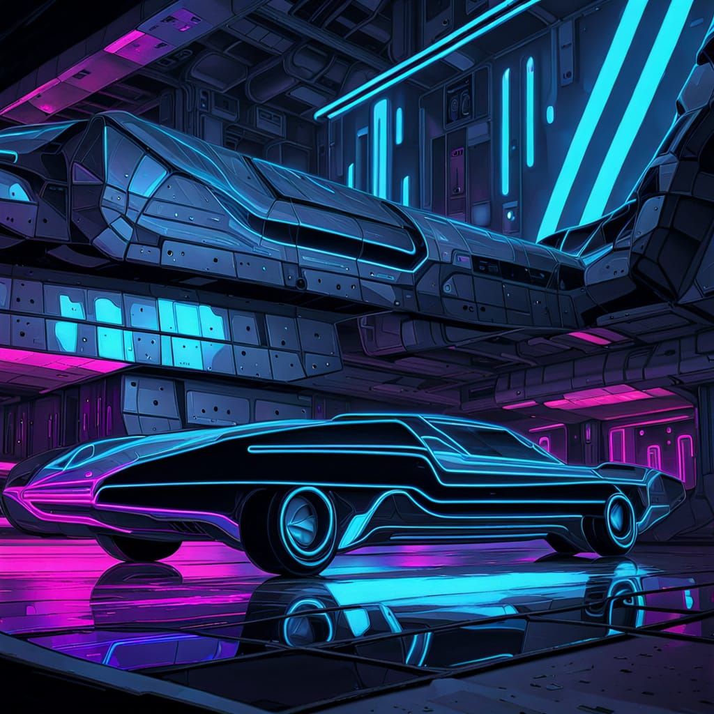 Glowing Blue Neon Sculpture in Dark Ambient Shadows