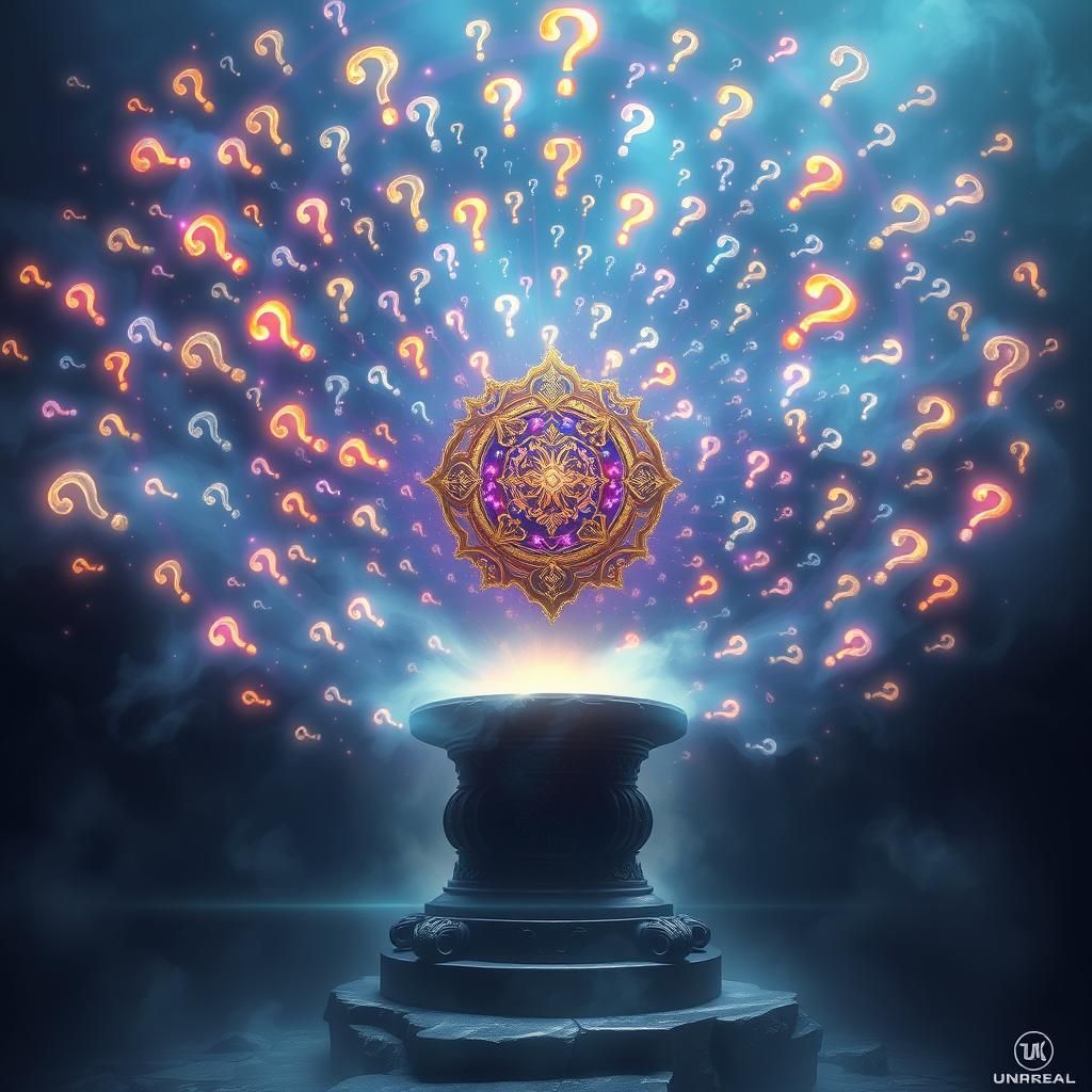Ornate Speaker Surrounded by Ethereal Question Marks