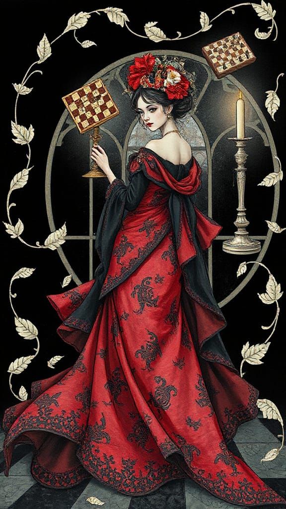 Rococo Lady with Candlestick in Surreal Dreamscape