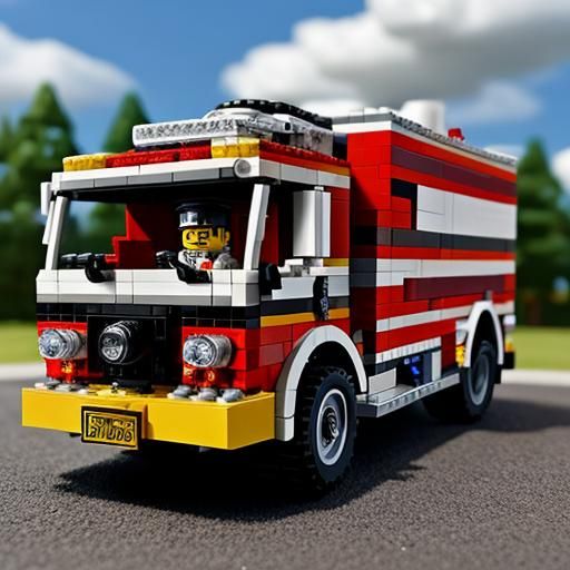 Detailed Lego Fire Rescue Truck Model