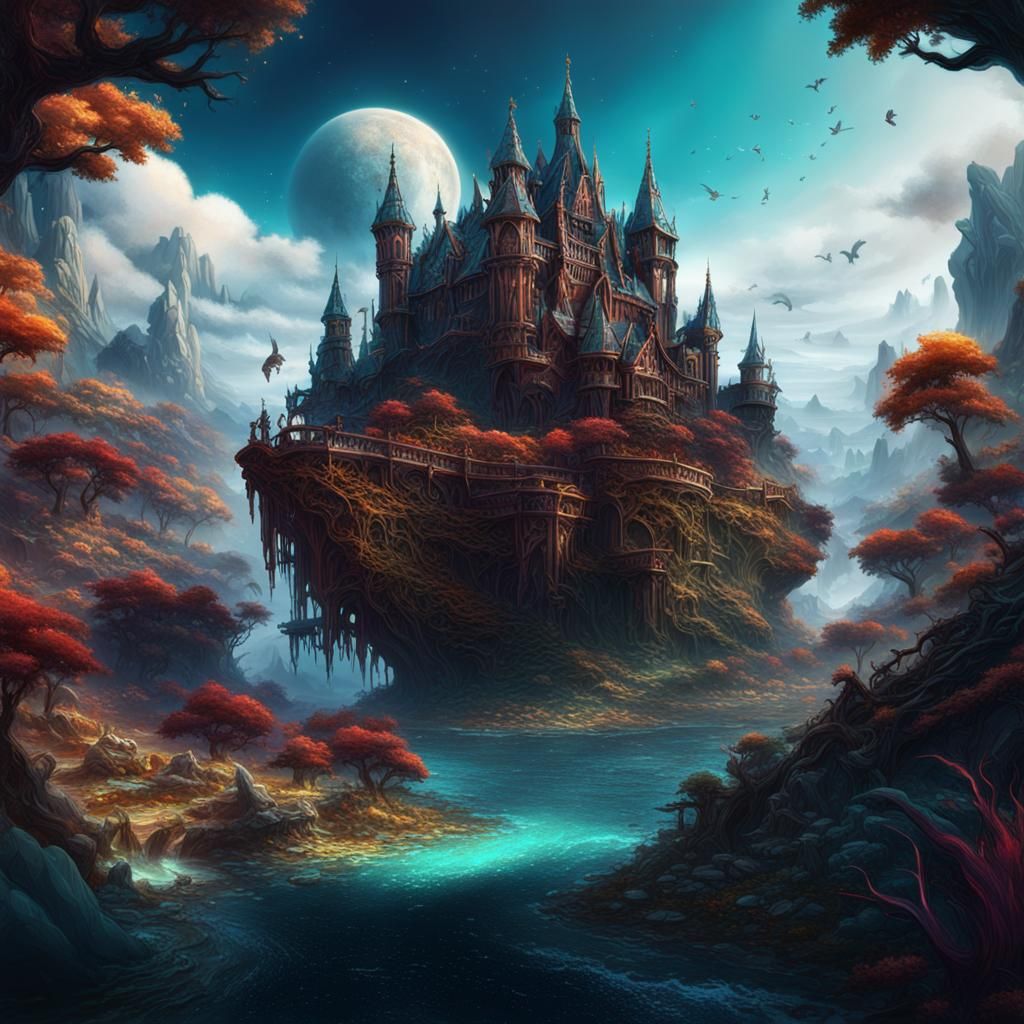 Detailed Matte Painting Postcard with Handwritten Message