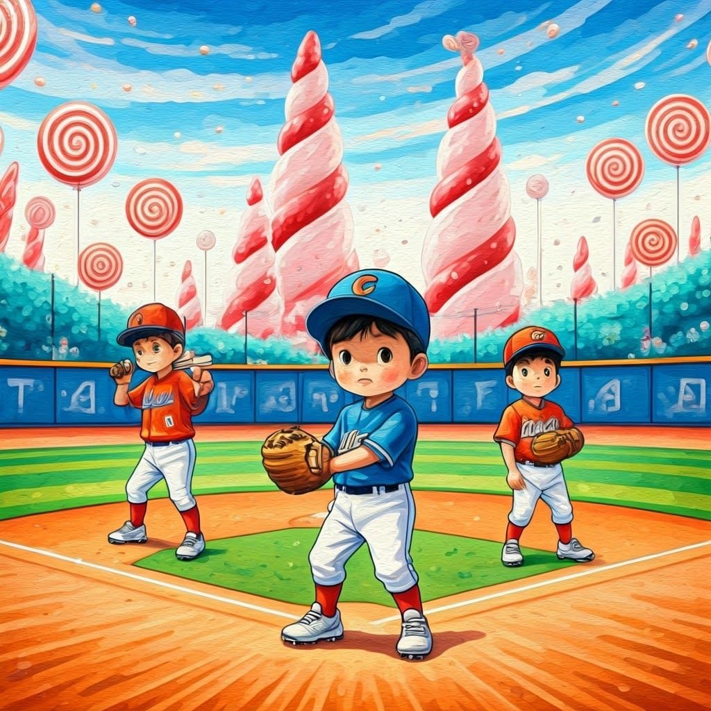 Little League Baseball in Candyland, Kawaii Art