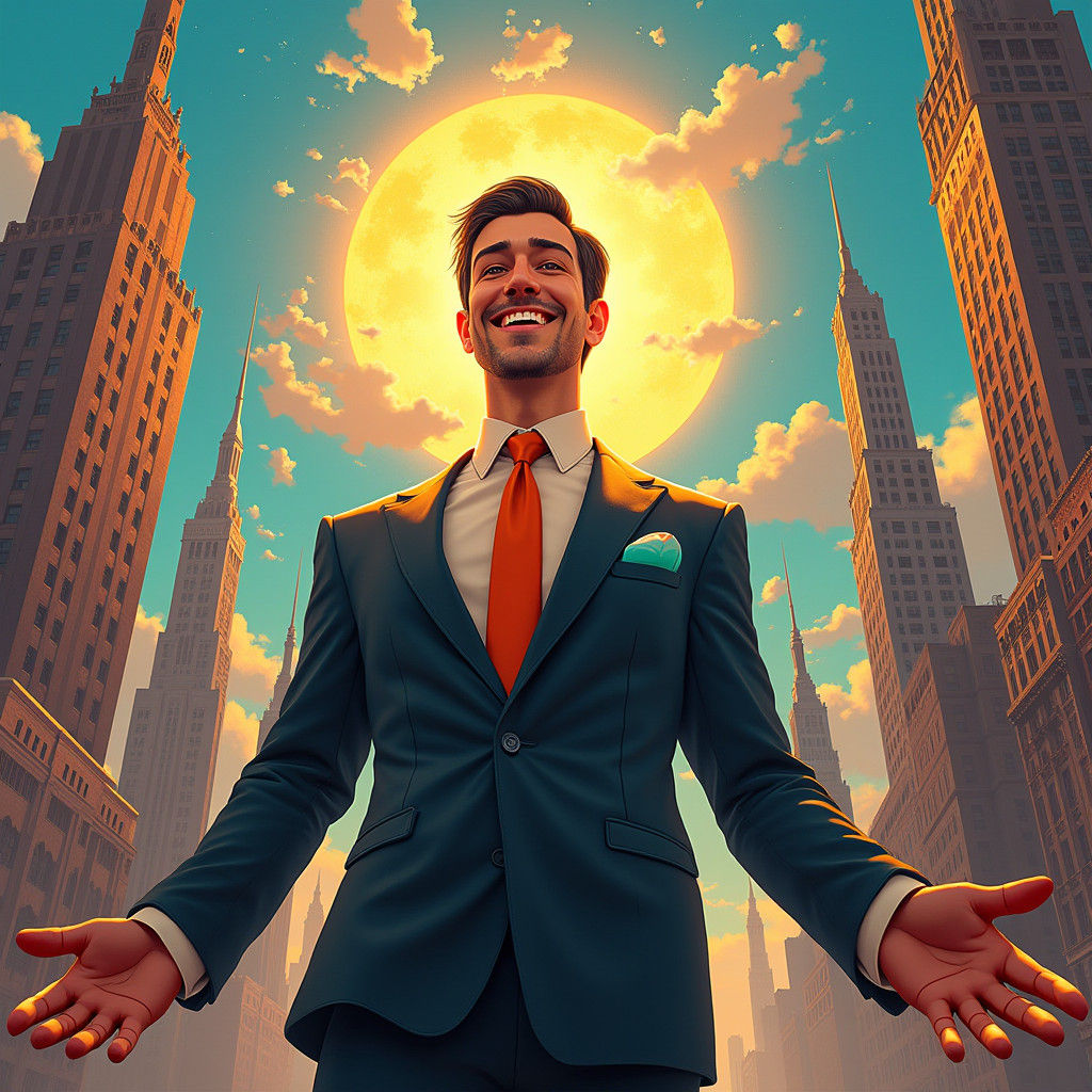 Triumphant Gay Teacher in Broadway Art Nouveau Style